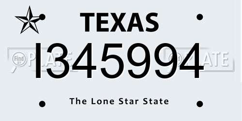 I345994 Texas License Plate