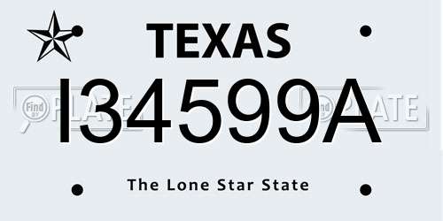 I34599A Texas License Plate