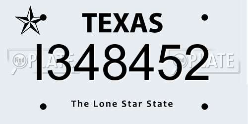 I348452 Texas License Plate
