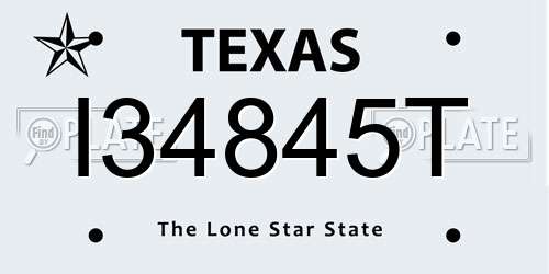 I34845T Texas License Plate