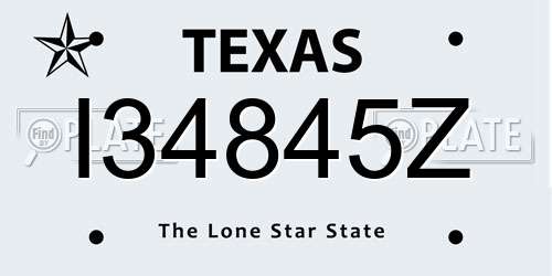I34845Z Texas License Plate