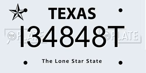 I34848T Texas License Plate
