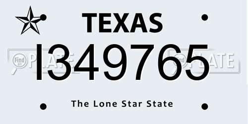 I349765 Texas License Plate