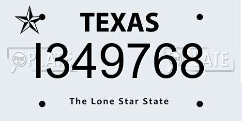 I349768 Texas License Plate