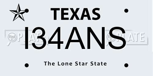 I34ANS Texas License Plate