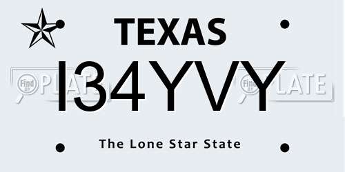 I34YVY Texas License Plate