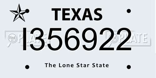 I356922 Texas License Plate