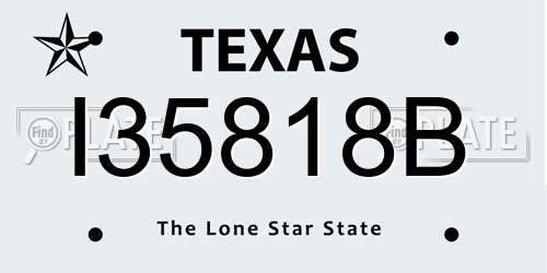 I35818B Texas License Plate