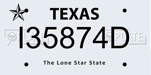 I35874D Texas License Plate