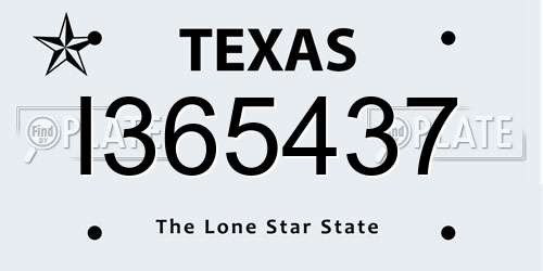 I365437 Texas License Plate