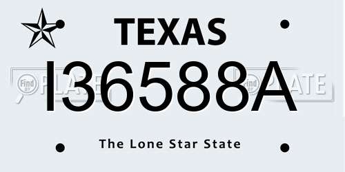 I36588A Texas License Plate