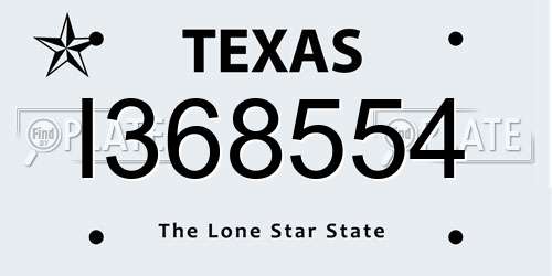 I368554 Texas License Plate