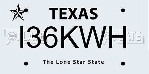 I36KWH Texas License Plate