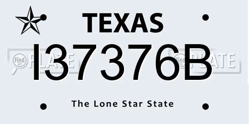 I37376B Texas License Plate