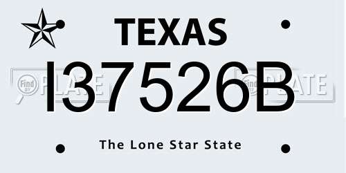 I37526B Texas License Plate