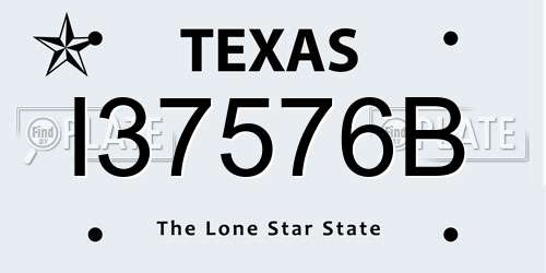 I37576B Texas License Plate
