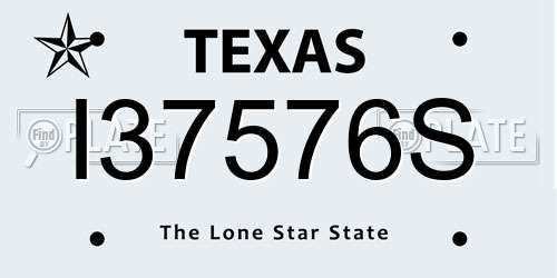 I37576S Texas License Plate