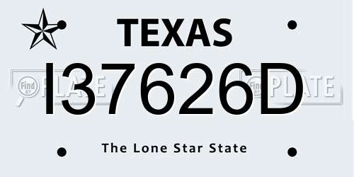 I37626D Texas License Plate