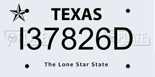 I37826D Texas License Plate