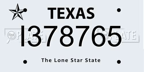 I378765 Texas License Plate