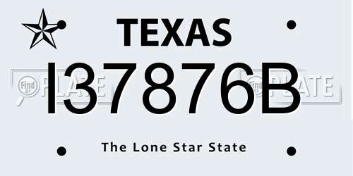 I37876B Texas License Plate