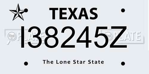 I38245Z Texas License Plate