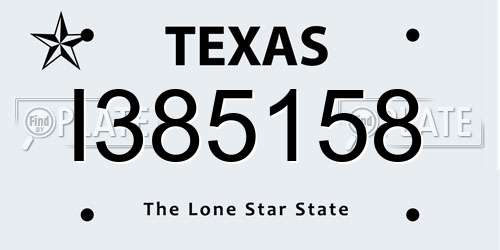 I385158 Texas License Plate