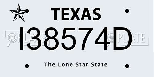 I38574D Texas License Plate