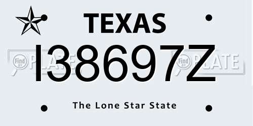 I38697Z Texas License Plate
