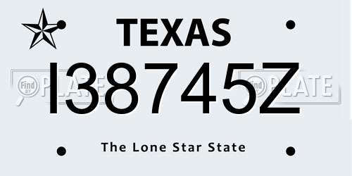 I38745Z Texas License Plate