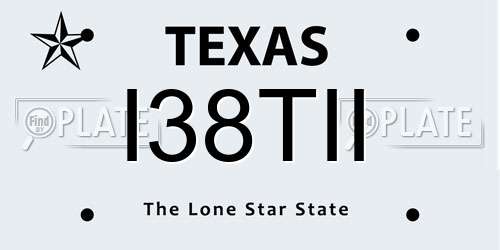 I38TII Texas License Plate