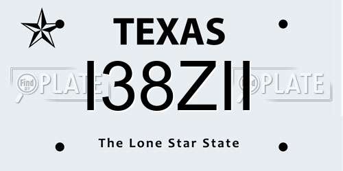 I38ZII Texas License Plate
