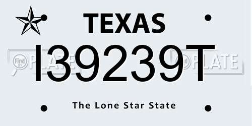 I39239T Texas License Plate