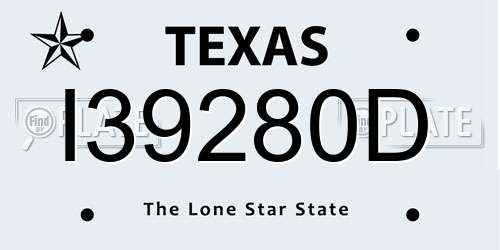 I39280D Texas License Plate