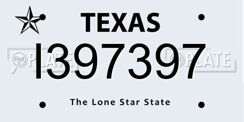 I397397 Texas License Plate