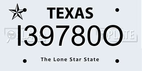 I39780O Texas License Plate