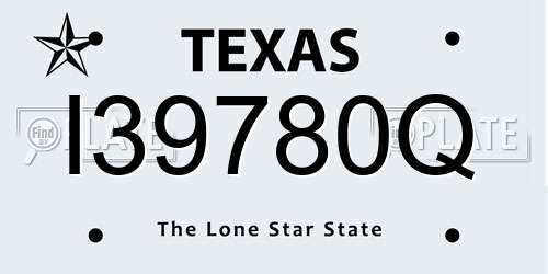 I39780Q Texas License Plate
