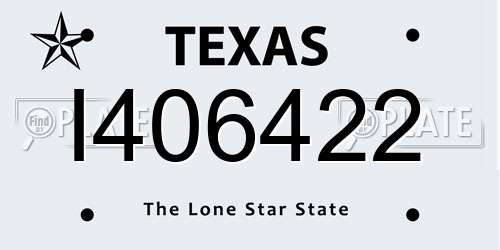 I406422 Texas License Plate