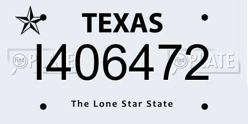 I406472 Texas License Plate