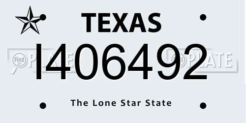 I406492 Texas License Plate