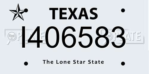 I406583 Texas License Plate