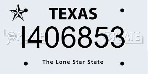 I406853 Texas License Plate
