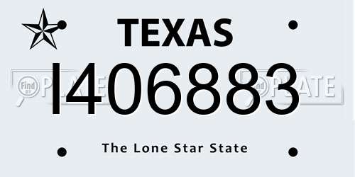 I406883 Texas License Plate