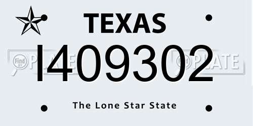 I409302 Texas License Plate