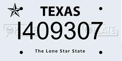 I409307 Texas License Plate