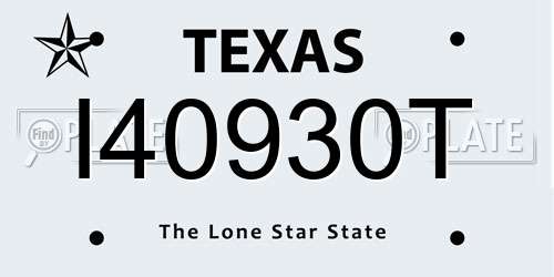 I40930T Texas License Plate