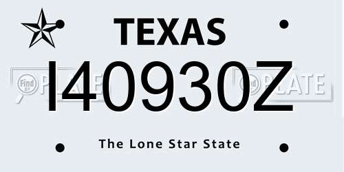 I40930Z Texas License Plate