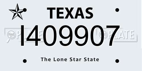 I409907 Texas License Plate