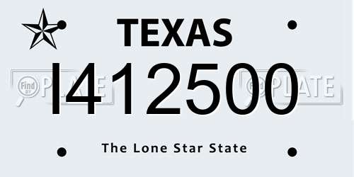 I412500 Texas License Plate