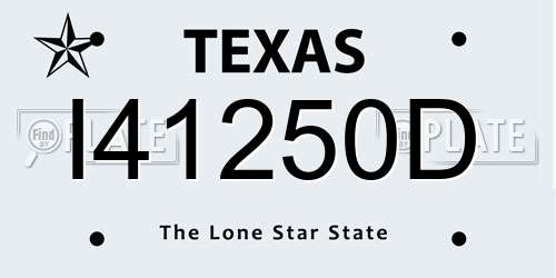 I41250D Texas License Plate